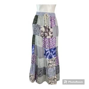Vintage Just Cruising Skirt Multicolor Patchwork Boho Hippie Gypsy Maxi Size med